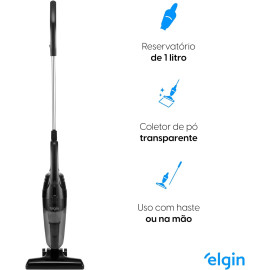 Aspirador de Pó Vertical Perfect Clean 2 em 1 Elgin Preto Desmontável 110V