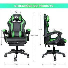 Cadeira Gamer Python Fly em tecido, respirável e ecológica, ângulo ajustável (Verde/Vermelho)