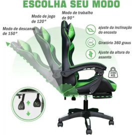 Cadeira Gamer Python Fly em tecido, respirável e ecológica, ângulo ajustável (Verde/Vermelho)