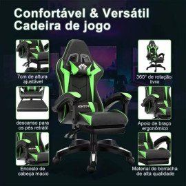 Cadeira Gamer Python Fly em tecido, respirável e ecológica, ângulo ajustável (Verde/Vermelho)