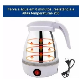 Chaleira Jarra Elétrica De Silicone Dobrável Retrátil Portátil Esquenta Água Leite Bebida Chá Mamadeira 600ml (110V ou 220V)