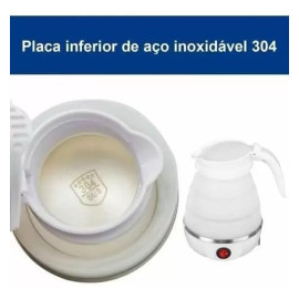 Chaleira Jarra Elétrica De Silicone Dobrável Retrátil Portátil Esquenta Água Leite Bebida Chá Mamadeira 600ml (110V ou 220V)