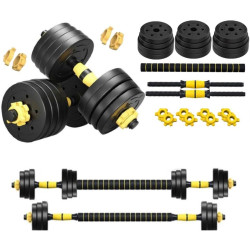 Kit Halteres 6 Em 1 Peso Musculação Até 15kg Ajustável Preto