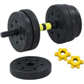 Kit Halteres 6 Em 1 Peso Musculação Até 15kg Ajustável Preto