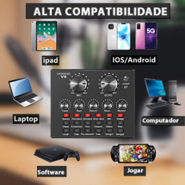 Kit Microfone Estúdio c/ Interface Mesa V8S, Condensador e Braço Articulado