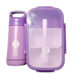 Kit Pote Lancheira 1000ml com Colher + Garrafa 350ml Hey-Life