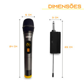 Microfone Sem Fio Com Receptor Sem Ruído Lelong Le-909