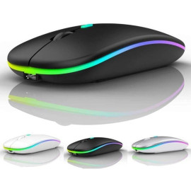 Mouse Sem Fio Recarregável Bluetooth Wireless USB LED RGB Silencioso Ambidestro, Bateria de Longa Duração, Sensibilidade Ajustável