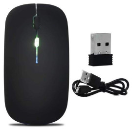 Mouse Sem Fio Recarregável Bluetooth Wireless USB LED RGB Silencioso Ambidestro, Bateria de Longa Duração, Sensibilidade Ajustável