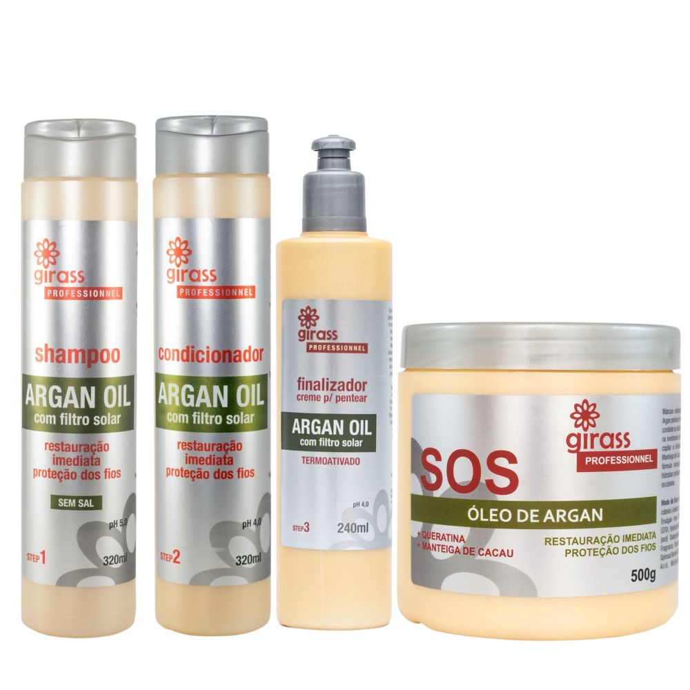 Kit Sos  Restauração Argan Girass - 4 Passos