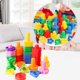 Brinquedo De Montar Interativo Plastico Blocos Infantil Coloridos Parafuso Encaixar