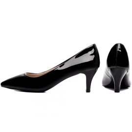 Sapato Scarpin Salto Fino Preto (Preto/Branco/Bege)