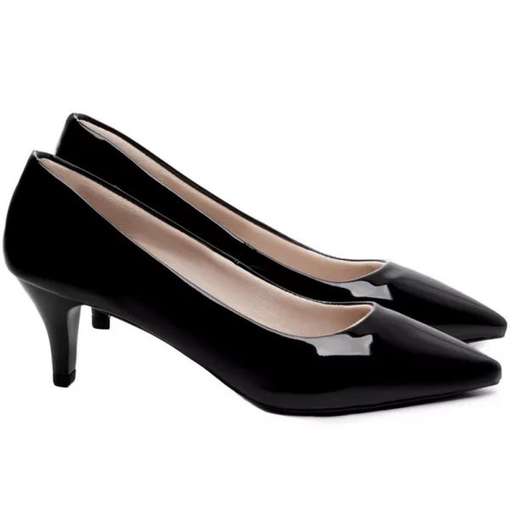 Sapato Scarpin Salto Fino Preto (Preto/Branco/Bege)