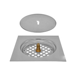 Ralo Inteligente Banheiro Click Inox Quadrado Lavabo 15x15cm