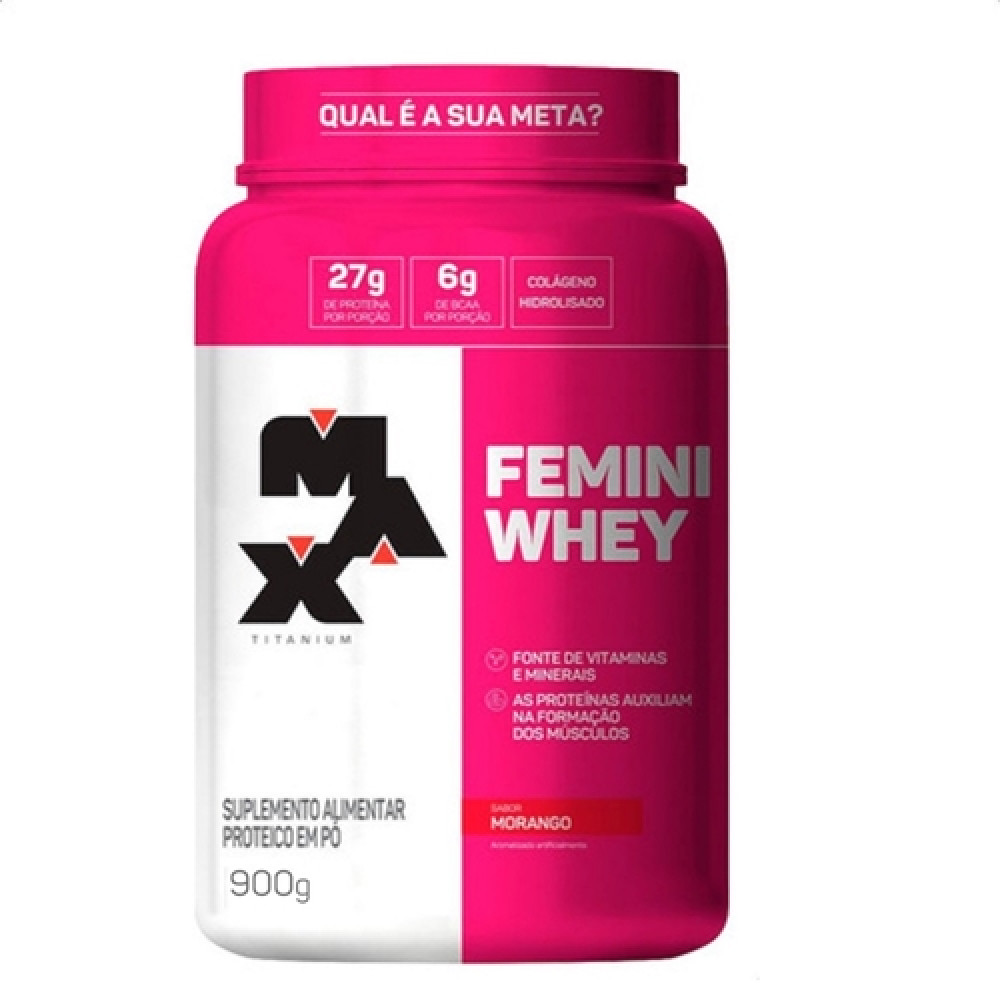 Suplemento Femini Whey Protein Max Titanium Pote de 900g